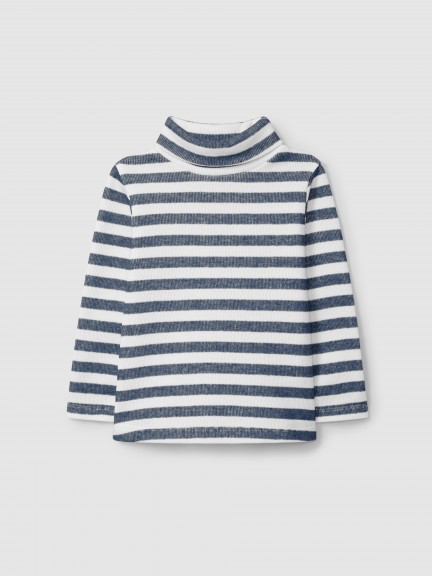 Jersey cuello alto de rayas