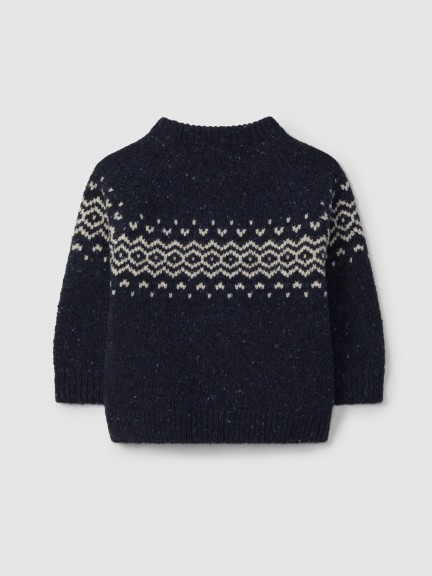 Jersey de punto jacquard escote redondo con lana Jersey de punto jacquard escote redondo con lana