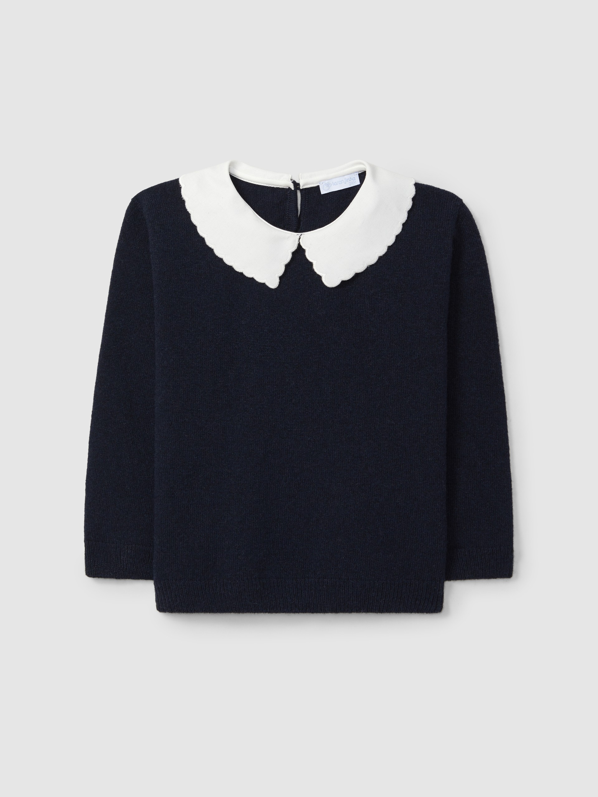Camisola tricotada com gola em tecido