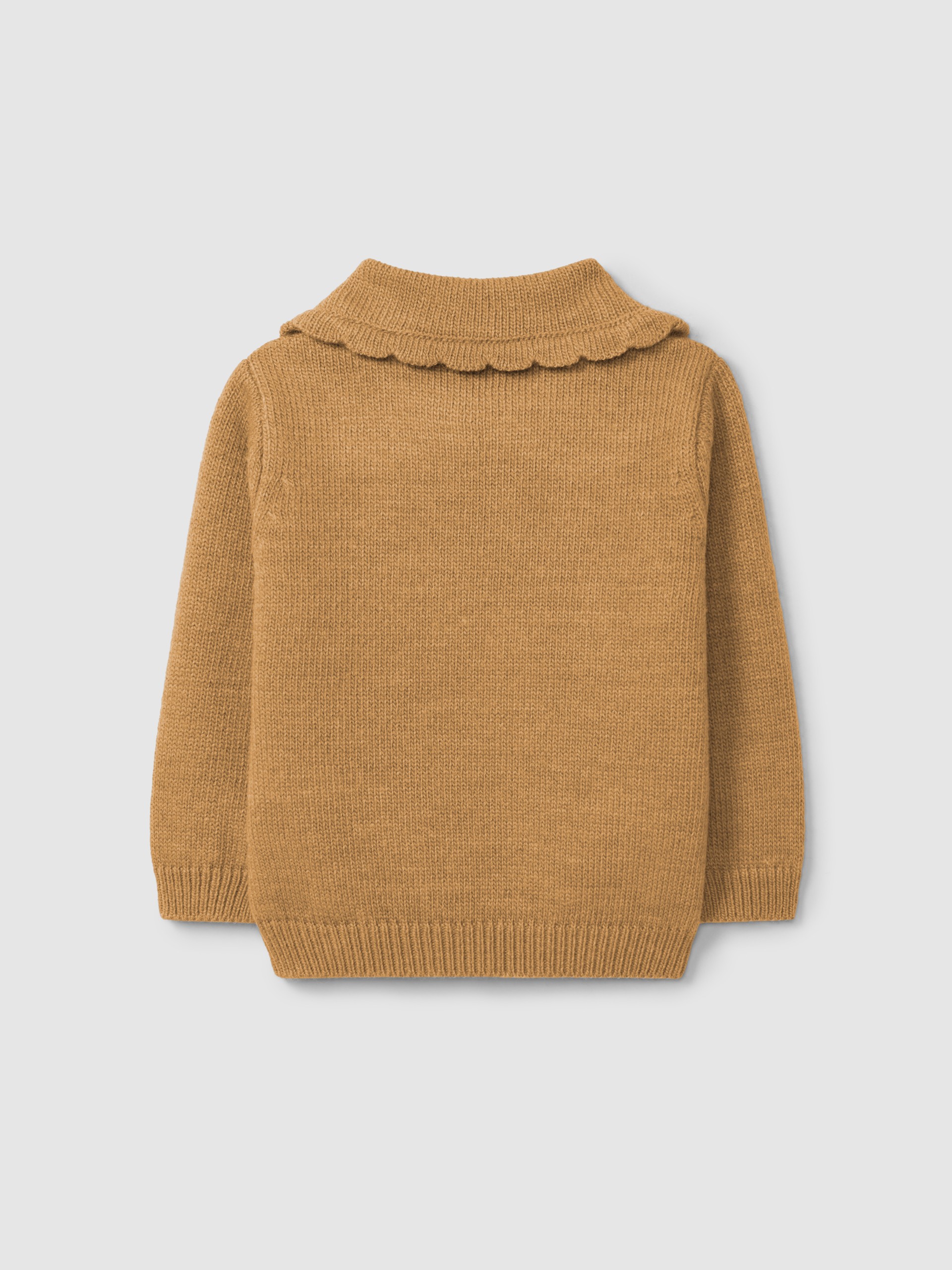 Knitted jumper embroidered flower collar