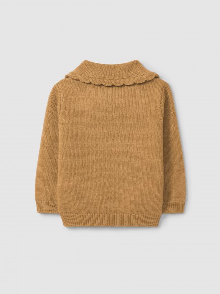 Knitted jumper embroidered flower collar Knitted jumper embroidered flower collar