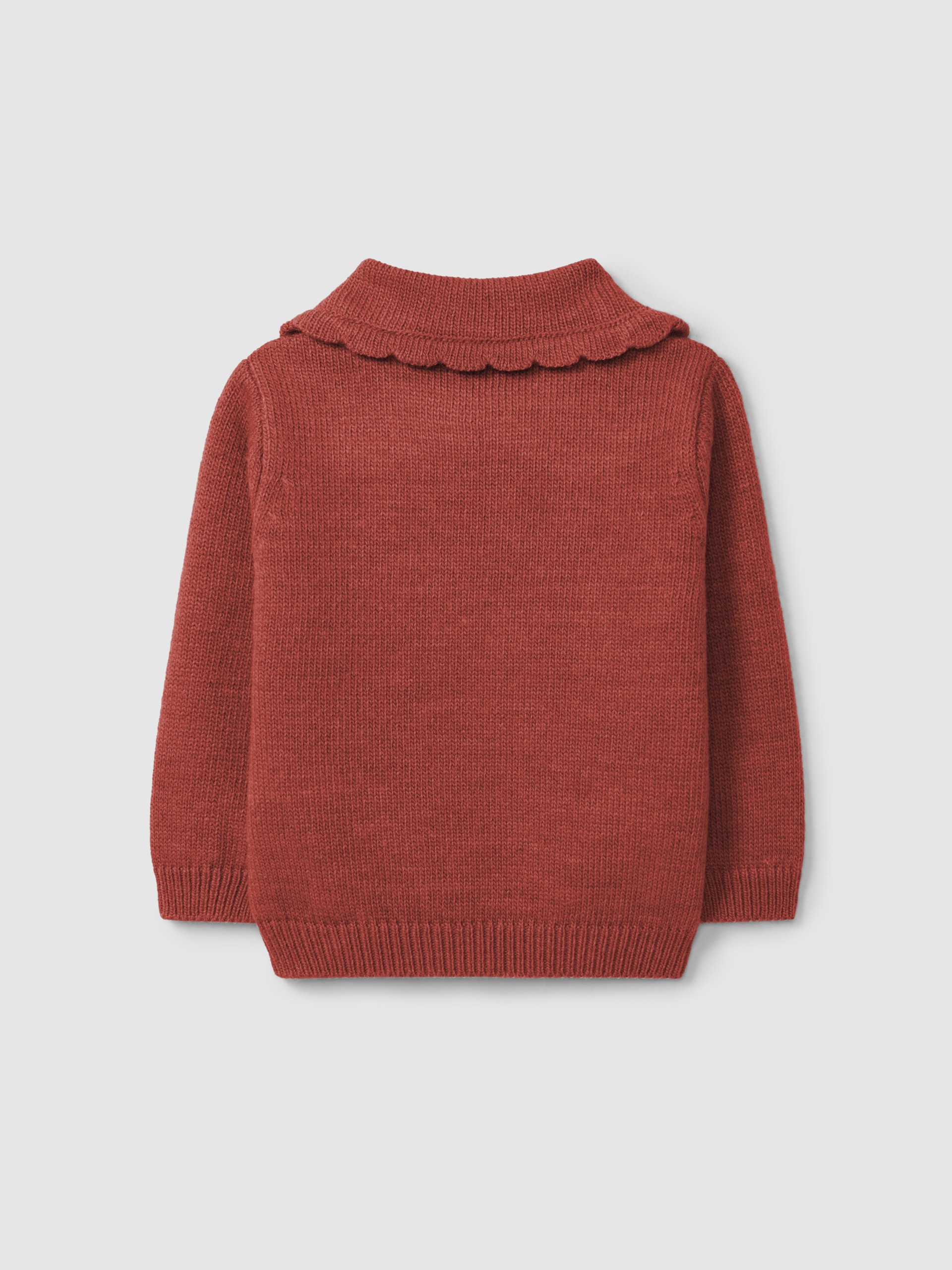 Knitted jumper embroidered flower collar