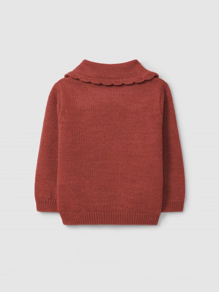 Knitted jumper embroidered flower collar Knitted jumper embroidered flower collar