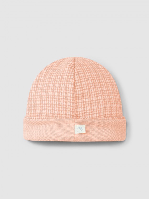 Bonnet en maille jacquard � carreaux