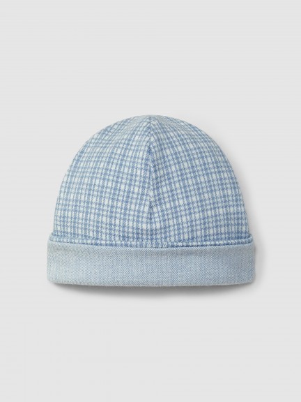Gorro en punto jacquard de cuadros Gorro en punto jacquard de cuadros