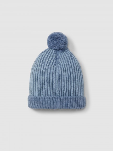 Gorro tricotado bicolor con pompón Gorro tricotado bicolor con pompón