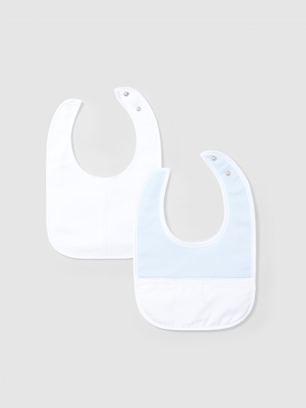 Pack de duas babetes tecido de quadricula e fica decorativa Pack de duas babetes tecido de quadricula e fica decorativa