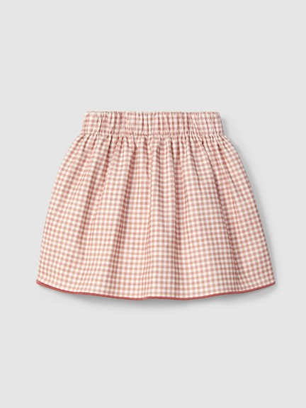 Reversible skirt vichy check and flowers Reversible skirt vichy check and flowers