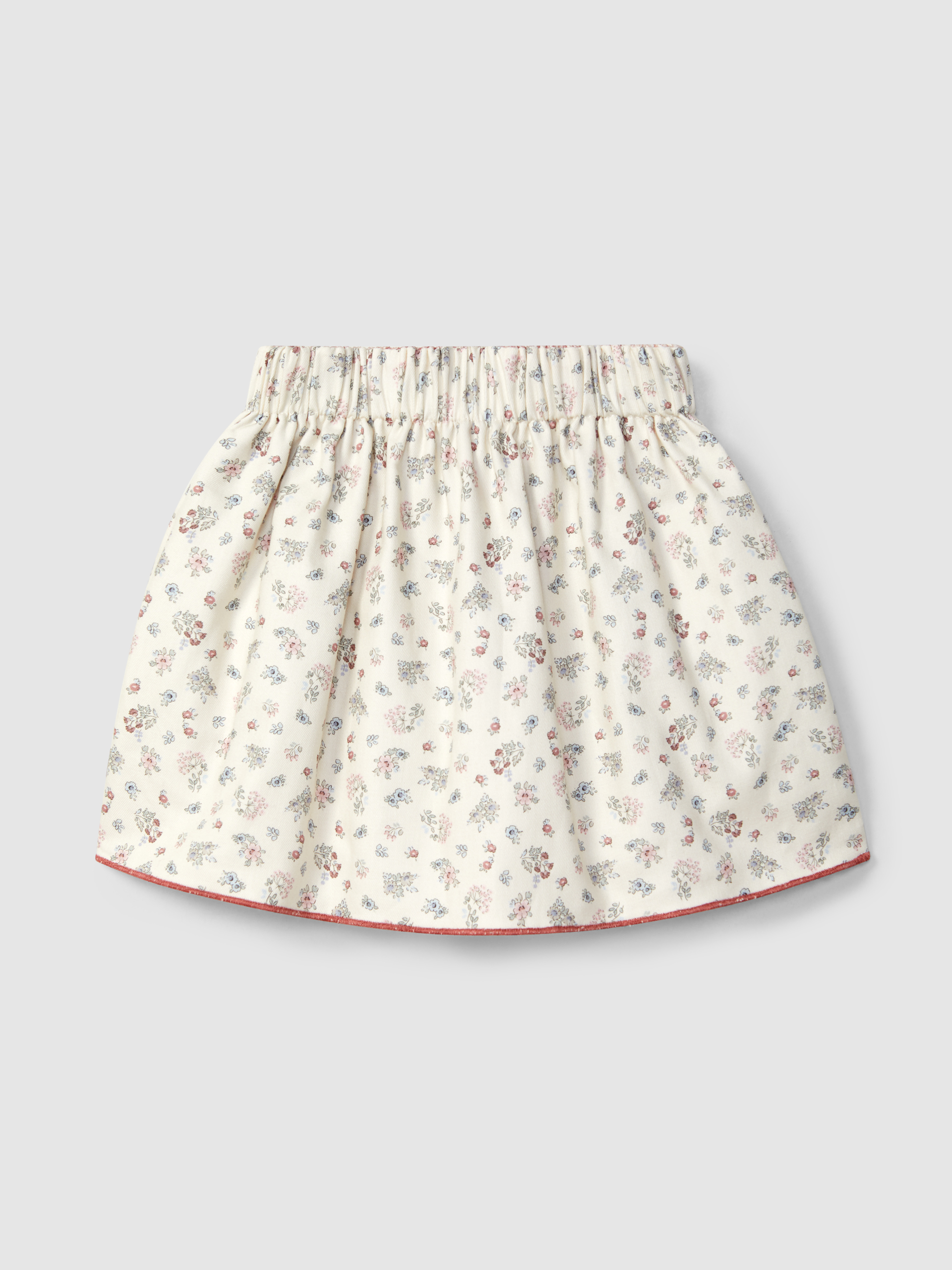 Reversible skirt vichy check and flowers