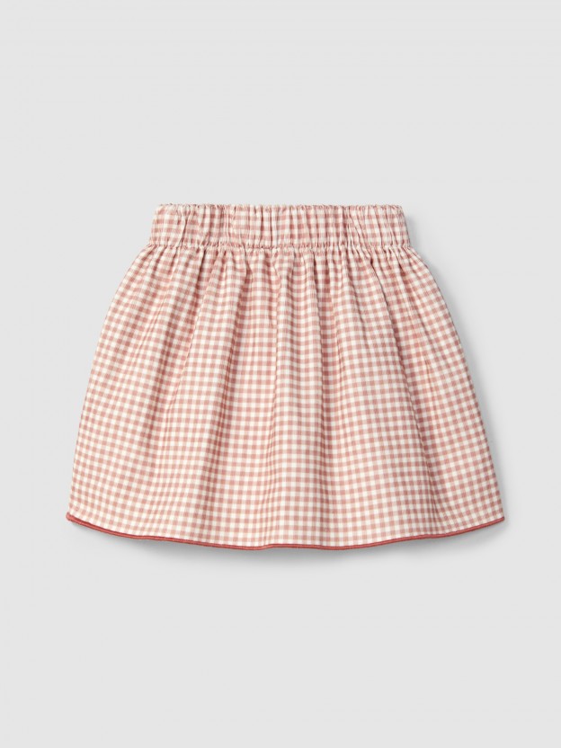 Reversible skirt vichy check and flowers Reversible skirt vichy check and flowers