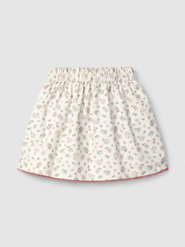 Reversible skirt vichy check and flowers Reversible skirt vichy check and flowers