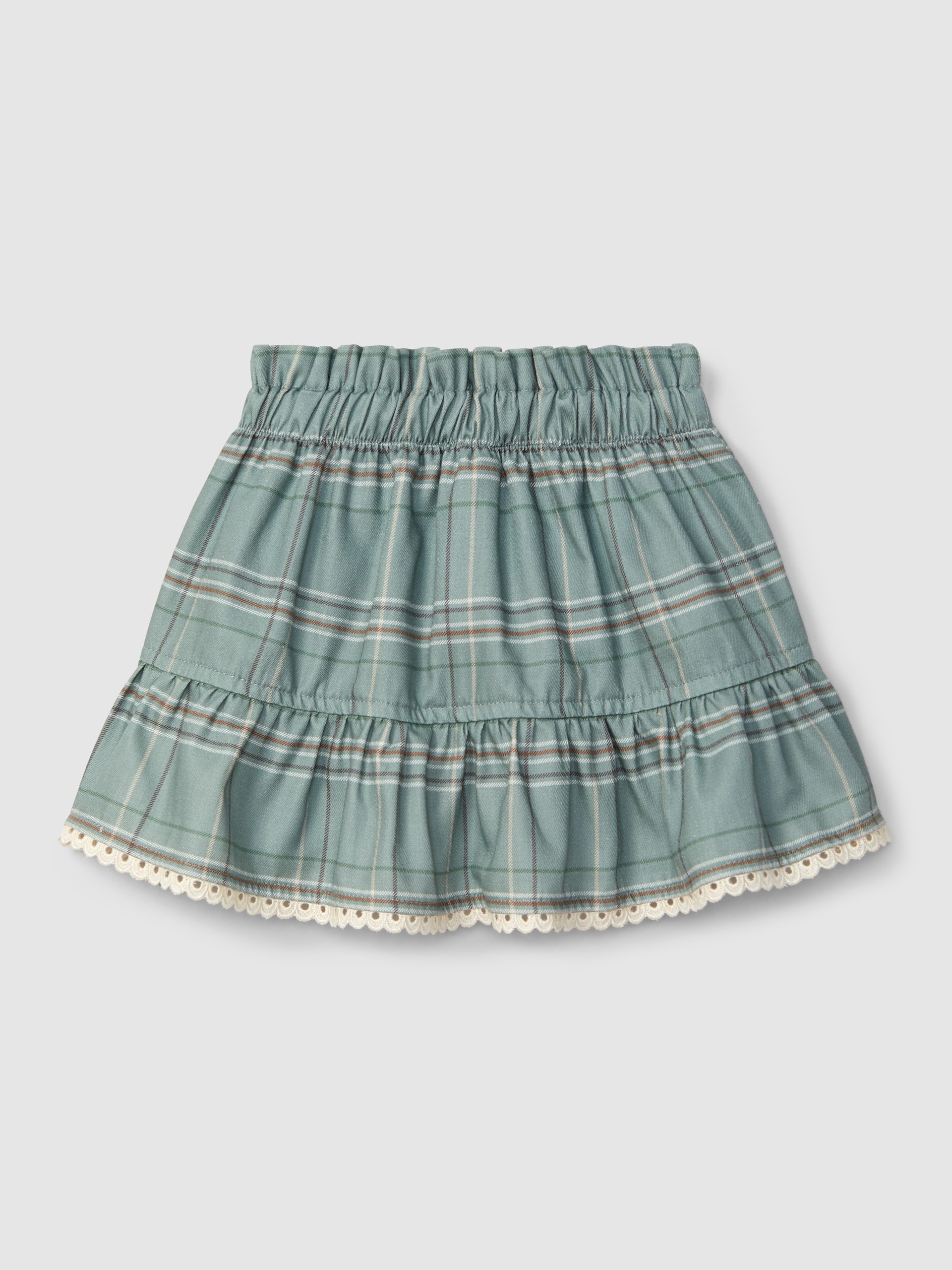 Print skirt with lace detail