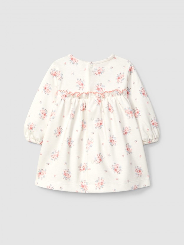 Vestido estampado floral con detalle de volante Vestido estampado floral con detalle de volante