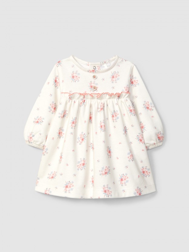 Vestido estampado floral con detalle de volante Vestido estampado floral con detalle de volante