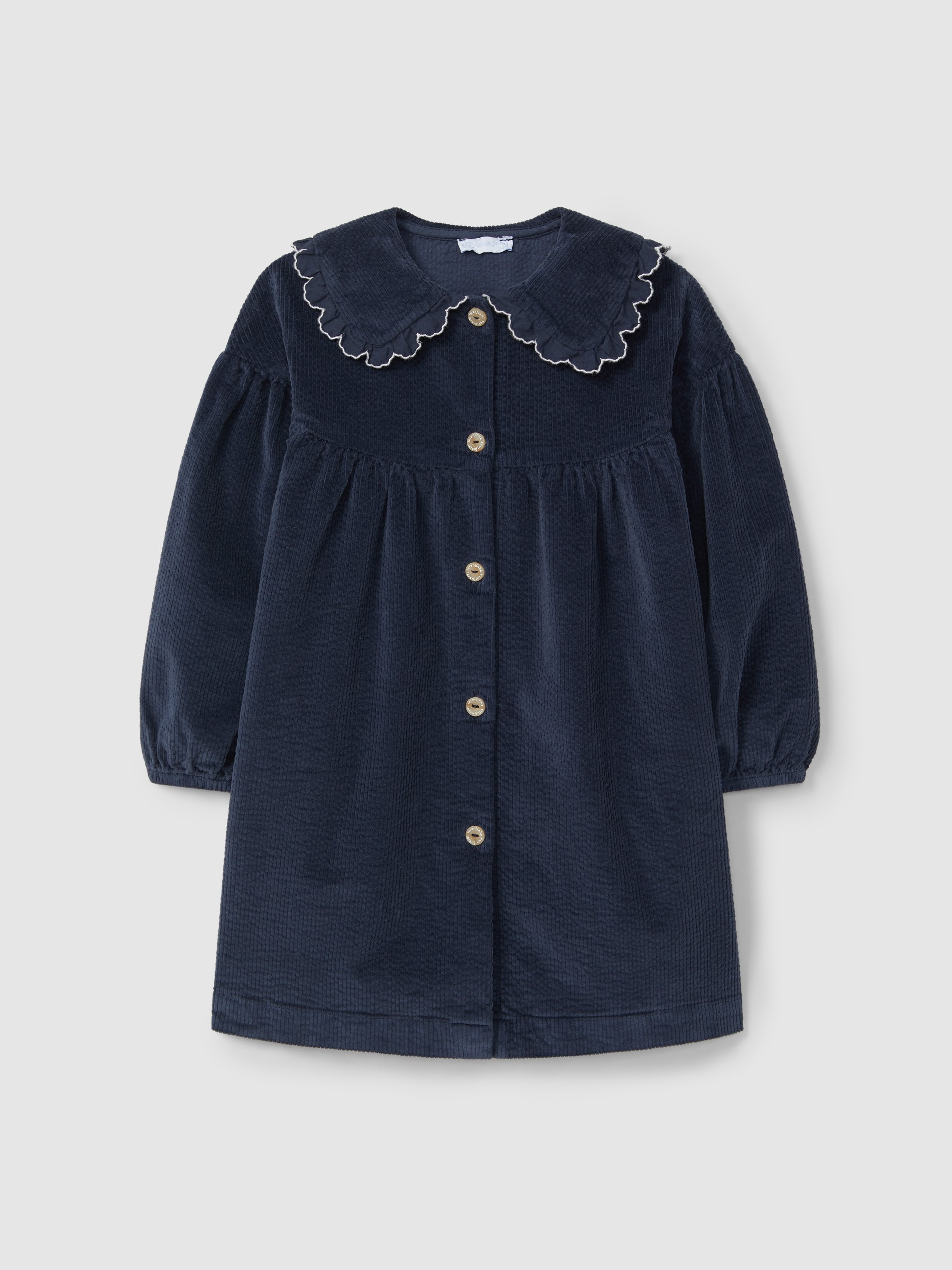 Corduroy dress with embroidered detail on the collar