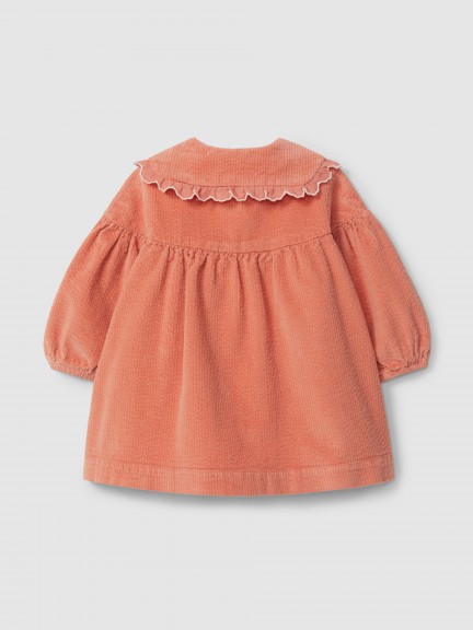 Vestido de pana con detalle bordado en el cuello Vestido de pana con detalle bordado en el cuello