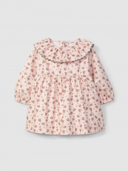 Delicate flower dress with ruffled collar Delicate flower dress with ruffled collar