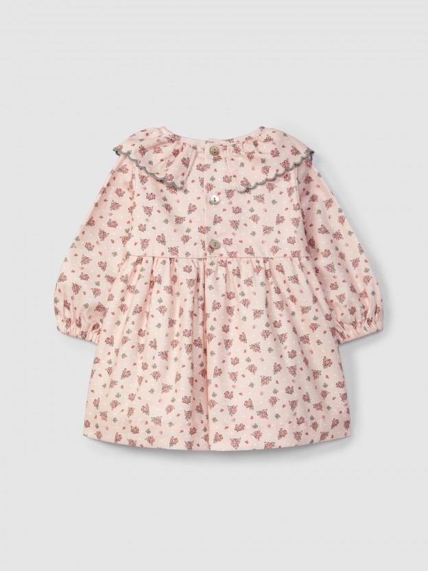 Delicate flower dress with ruffled collar Delicate flower dress with ruffled collar