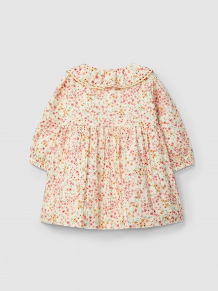 Floral dress with lace detail on collar Floral dress with lace detail on collar