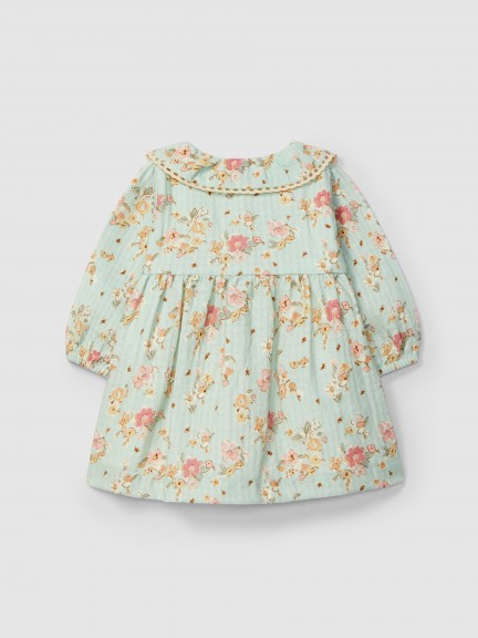Floral dress with lace detail on collar Floral dress with lace detail on collar