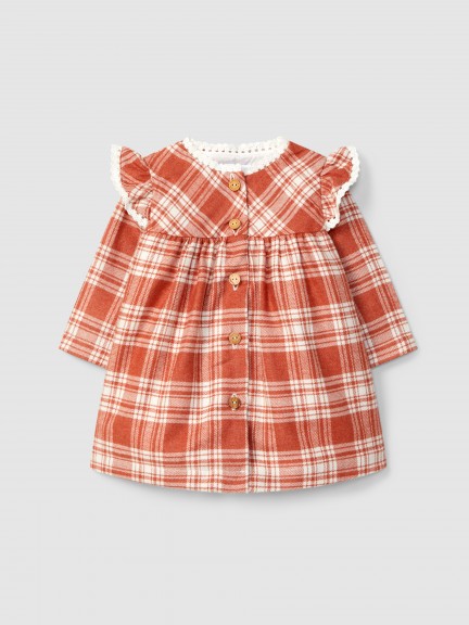 Robe à carreaux avec détails en dentelle Robe à carreaux avec détails en dentelle