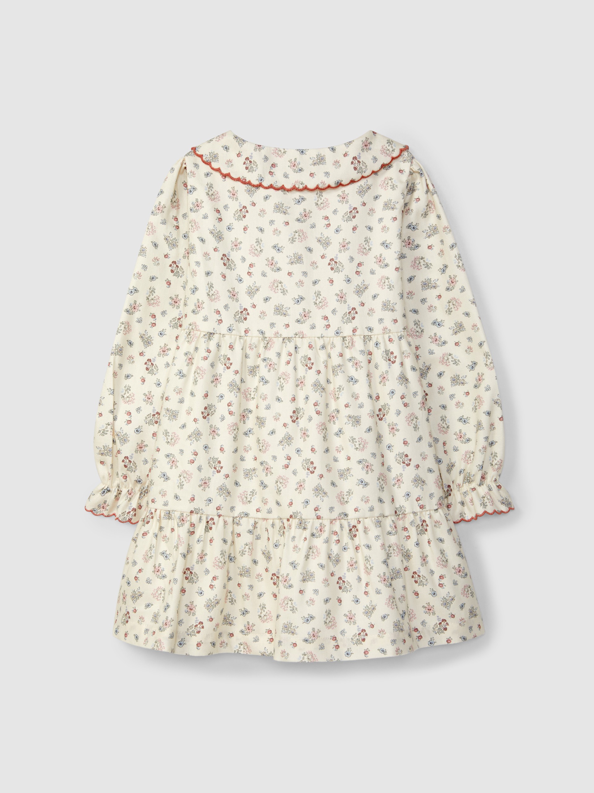 Dress delicate flowers collar with contrast colour embroidery