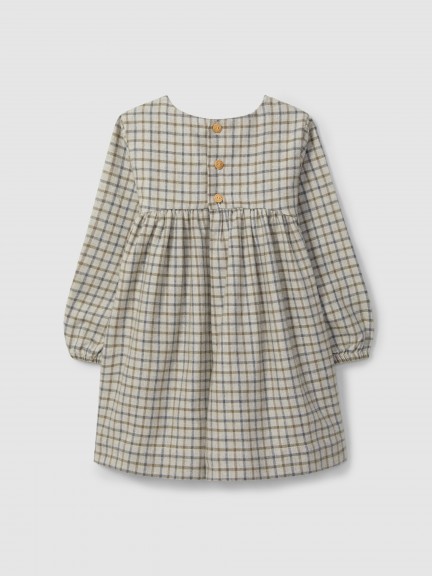 Check dress embroidered with wool thread Check dress embroidered with wool thread