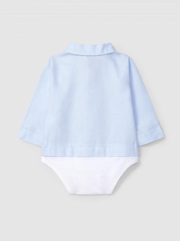 Body-camisa gola de bico