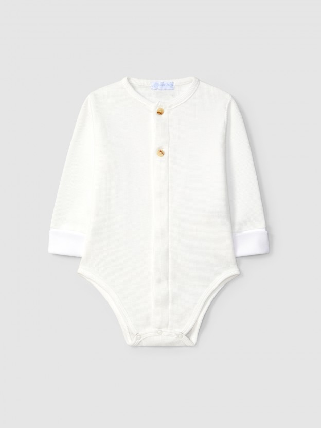Body cuello mao en punto gofre