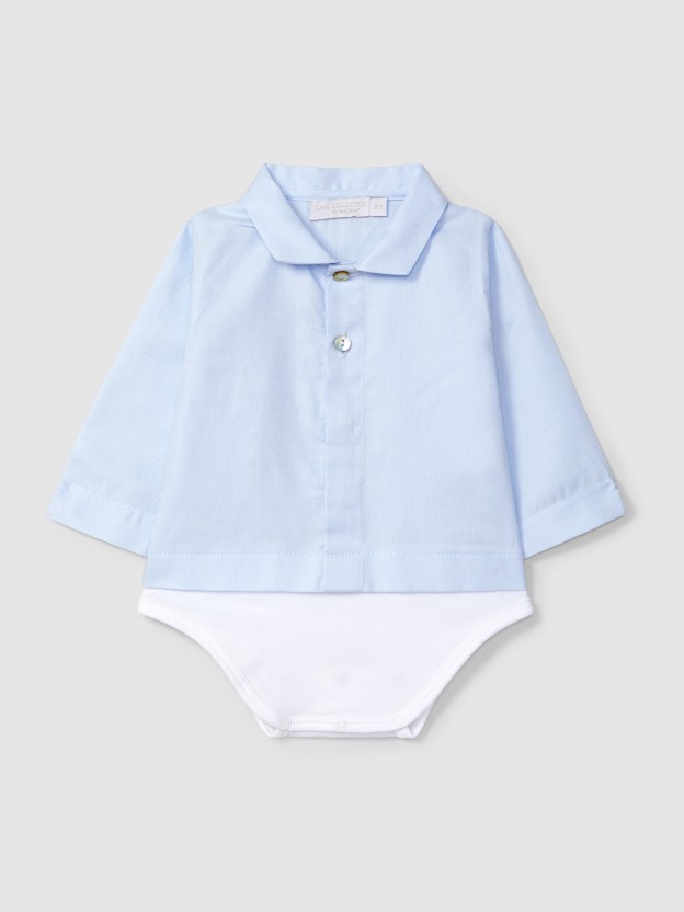 Body-camisa gola de bico