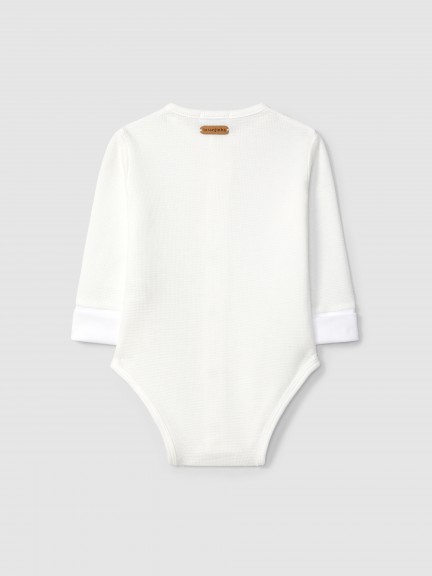 Waffle weave mandarin collar bodysuit Waffle weave mandarin collar bodysuit