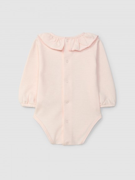 Piqué bodysuit with ruffled collar Piqué bodysuit with ruffled collar