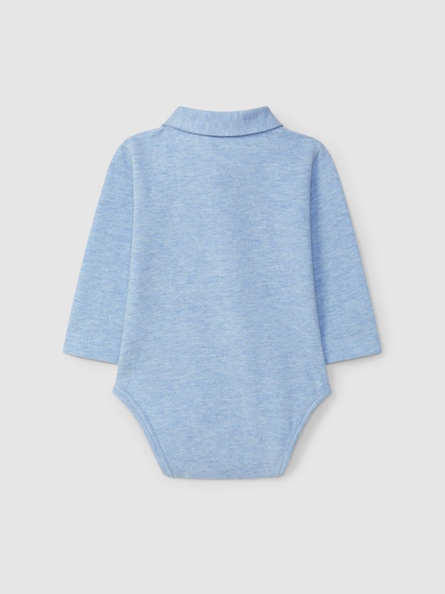 Piqué bodysuit pointy collar Piqué bodysuit pointy collar