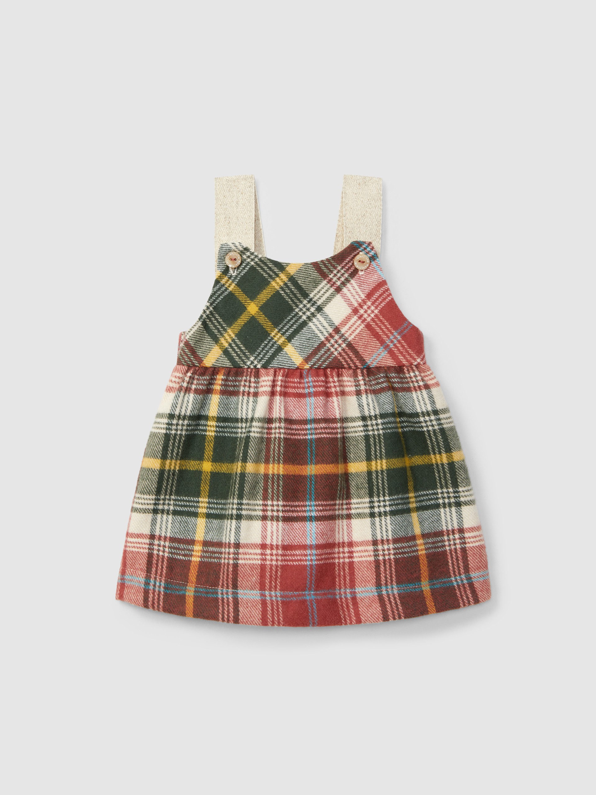 Flannel check pinafore dress