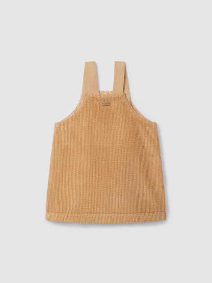 Corduroy pinafore dress with pockets and ruffled detail Corduroy pinafore dress with pockets and ruffled detail