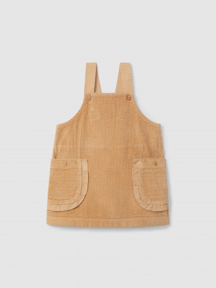 Corduroy pinafore dress with pockets and ruffled detail Corduroy pinafore dress with pockets and ruffled detail