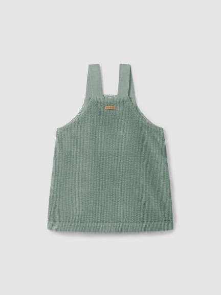 Corduroy pinafore dress with pockets and ruffled detail Corduroy pinafore dress with pockets and ruffled detail