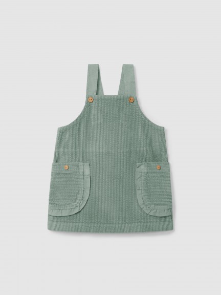 Corduroy pinafore dress with pockets and ruffled detail Corduroy pinafore dress with pockets and ruffled detail
