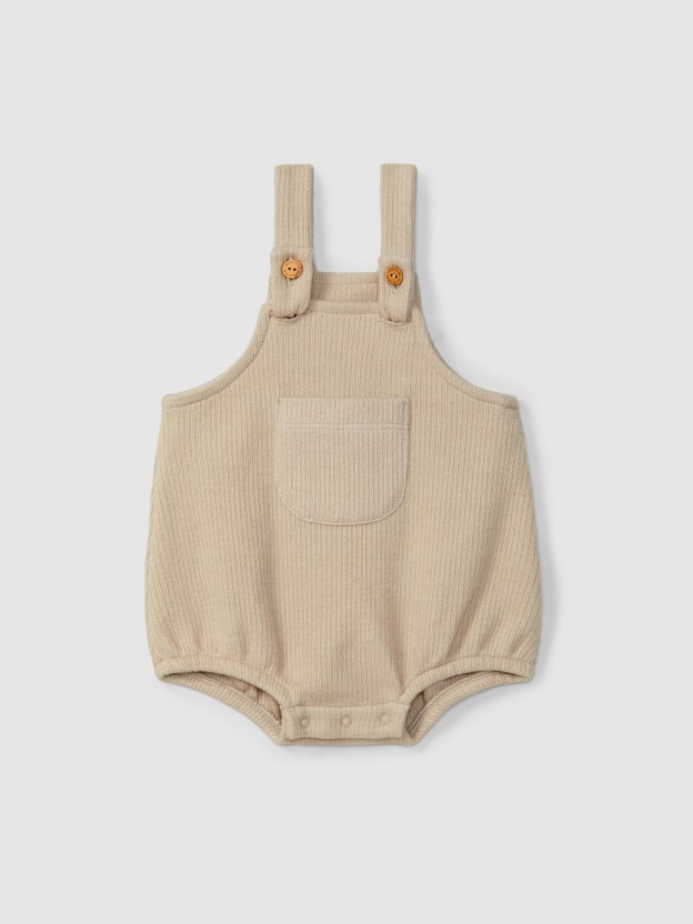Barboteuse en coton biologique avec poche Barboteuse en coton biologique avec poche