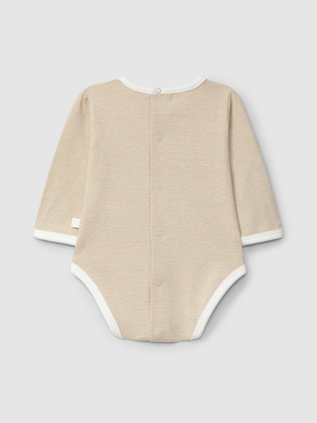 Mandarin collar bodysuit in organic cotton Mandarin collar bodysuit in organic cotton
