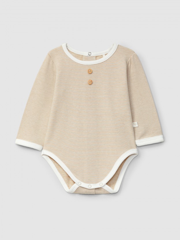 Mandarin collar bodysuit in organic cotton Mandarin collar bodysuit in organic cotton