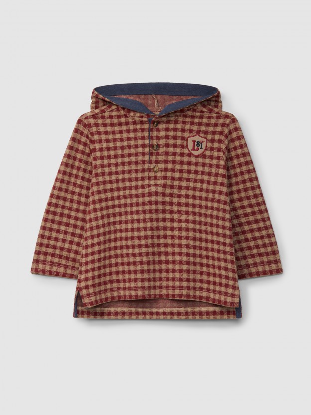 Plaid jacquard knit hoodie Plaid jacquard knit hoodie