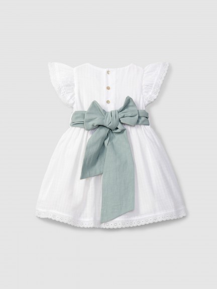 Robe avec bande et détails brodés Robe avec bande et détails brodés