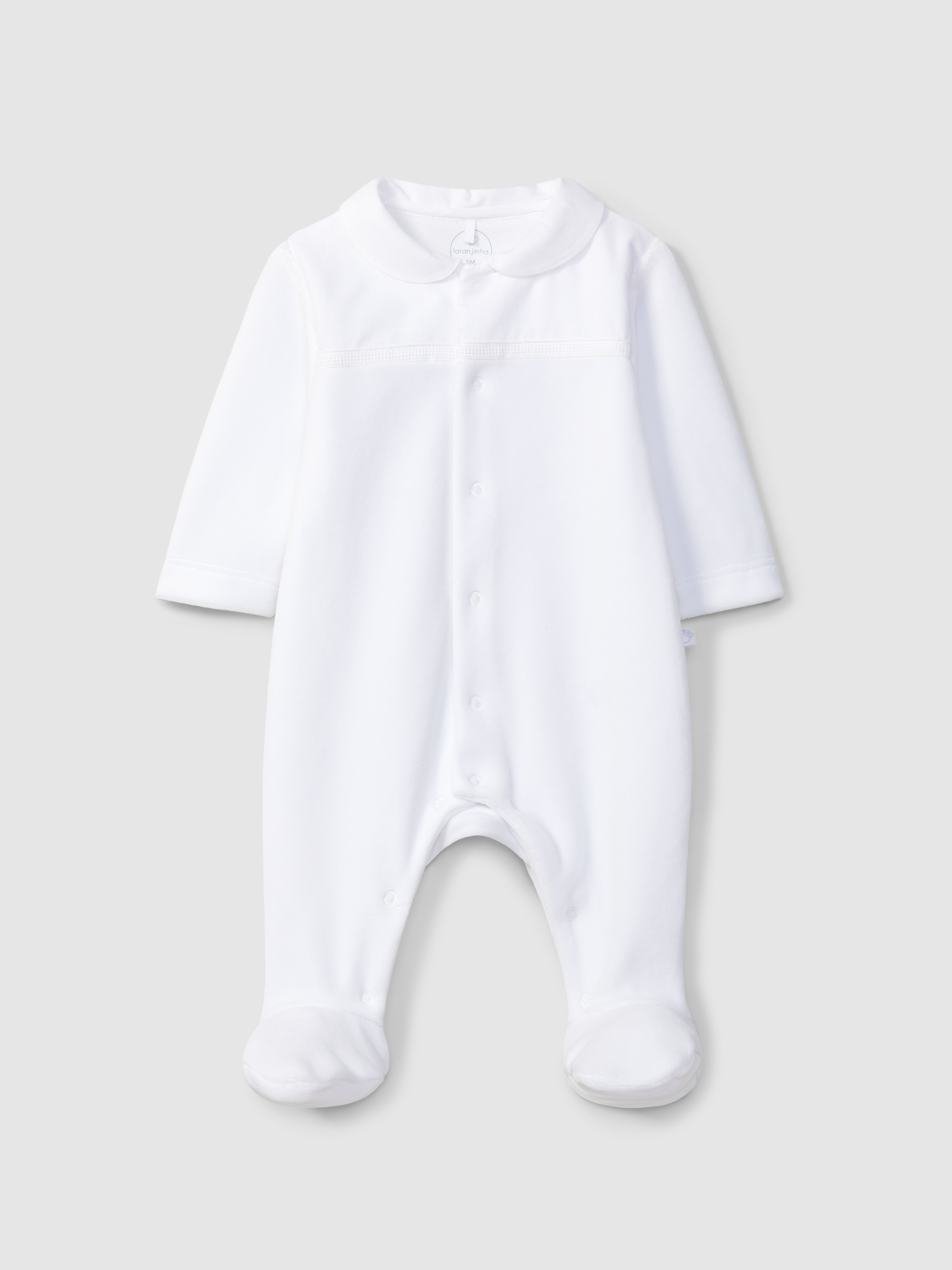 Velvet babygrow with embroidered ribbon detail