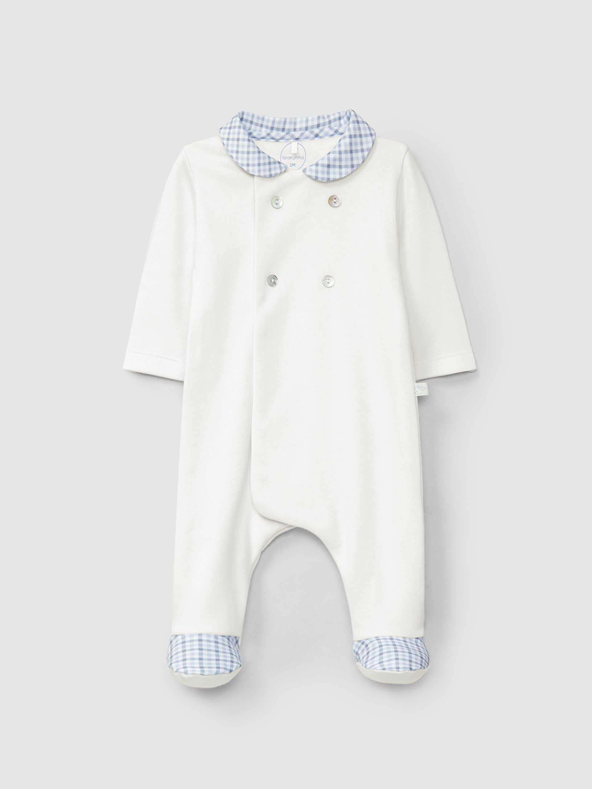 Cotton jersey babygrow with decorative buttons