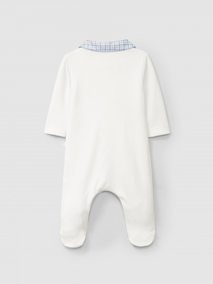 Cotton jersey babygrow with decorative buttons Cotton jersey babygrow with decorative buttons