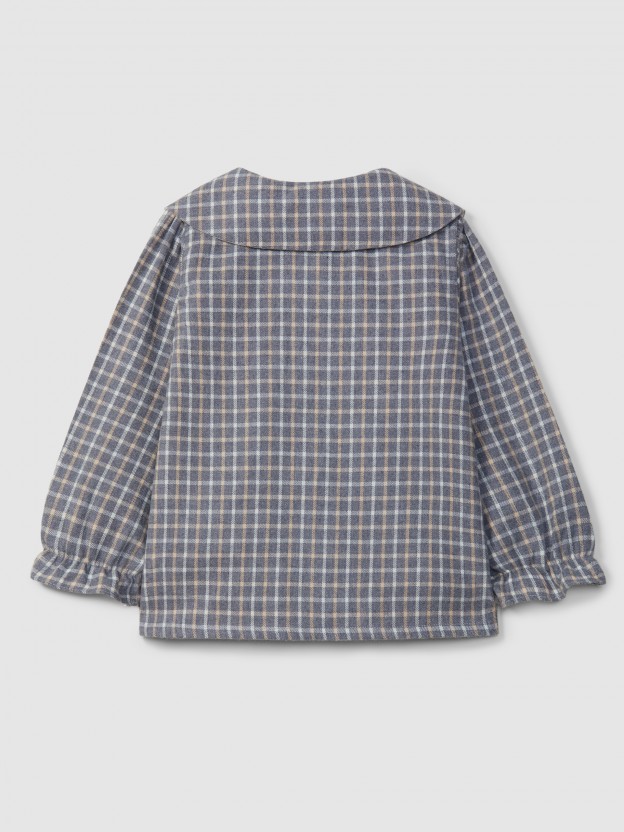 Blusa xadrez bordado com fio de lã Blusa xadrez bordado com fio de lã
