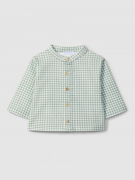 Shirt mandarin collar in vichy check corduroy Shirt mandarin collar in vichy check corduroy