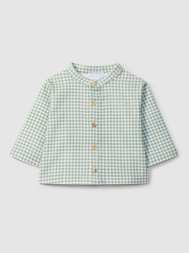 Camisa cuello mao de pana de cuadros vichy Camisa cuello mao de pana de cuadros vichy