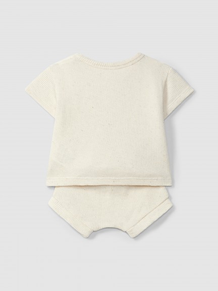T-shirt and shorts set in waffle weave T-shirt and shorts set in waffle weave